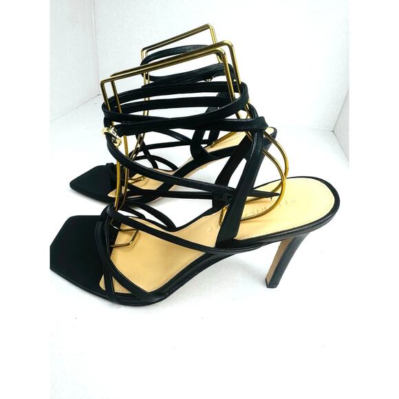 Veronica Beard Abriella Sandal Heel Strappy Ankle Black Leather Sandals Size 10m - Picture 10 of 10